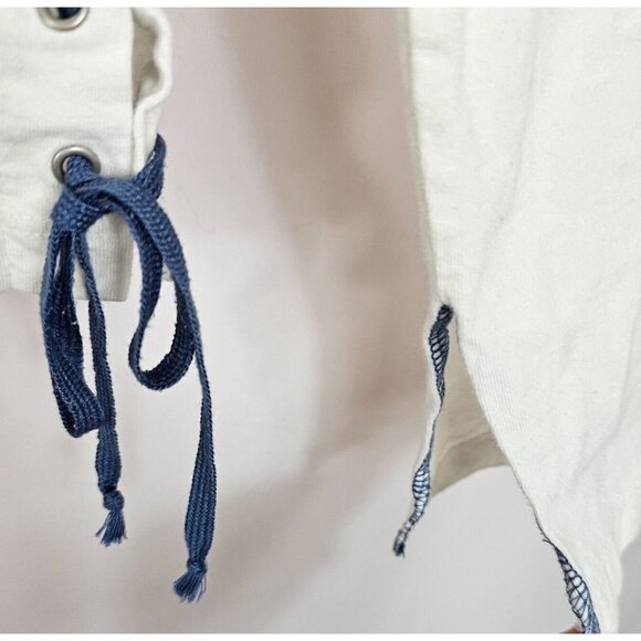 Tommy Girl Jeans Women's White Blue Top Shirt M Y2K Corset Punk Skater Rocker - Picture 14 of 16